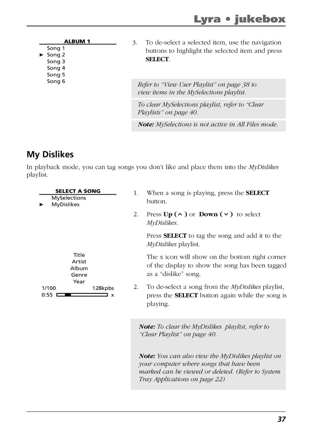 RCA RD2854, RD2850 manual My Dislikes, Select 