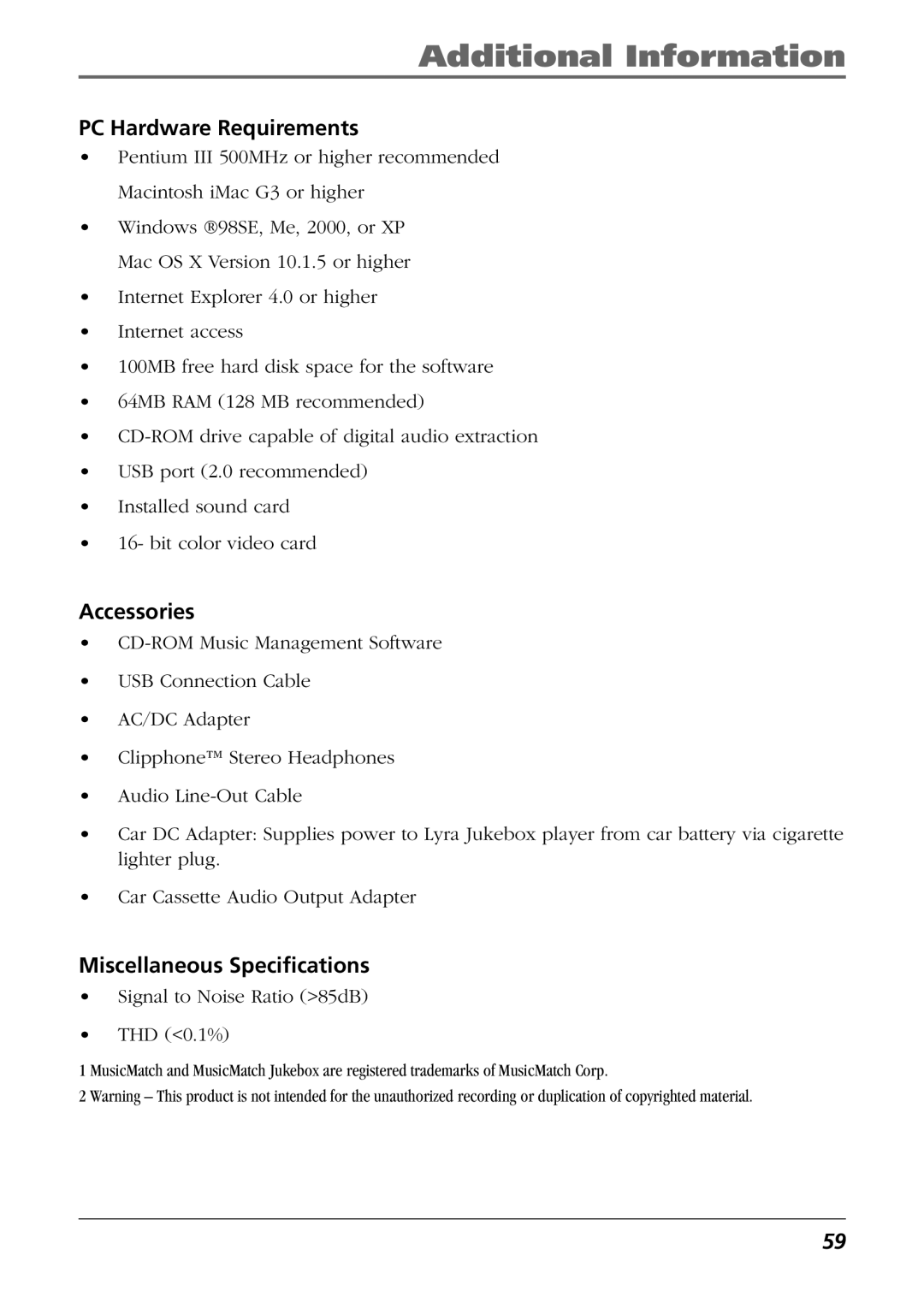 RCA RD2854, RD2850 manual PC Hardware Requirements 