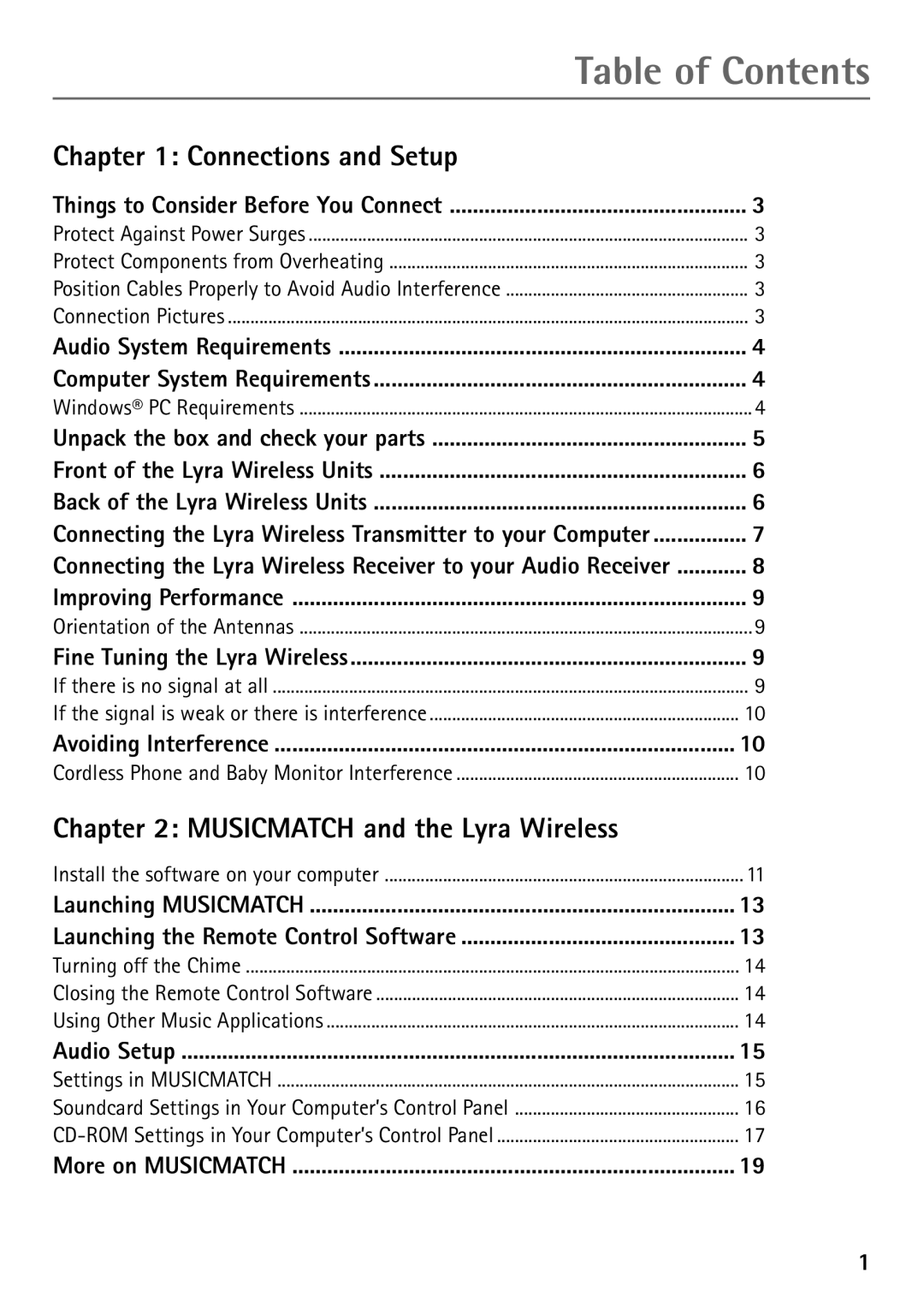 RCA RD900W manual Table of Contents 