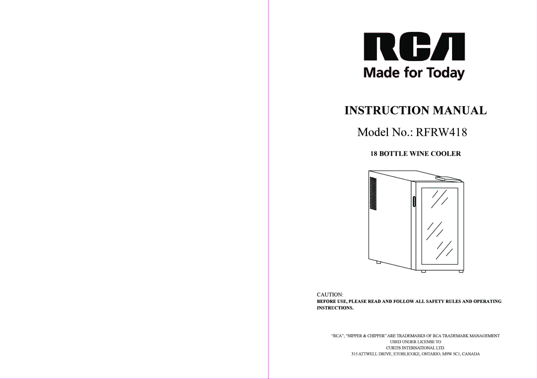 RCA RFRW418 manual 