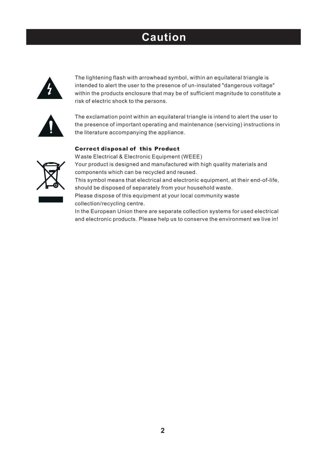 RCA RLC2609 instruction manual Cor rect disposal of this Product 