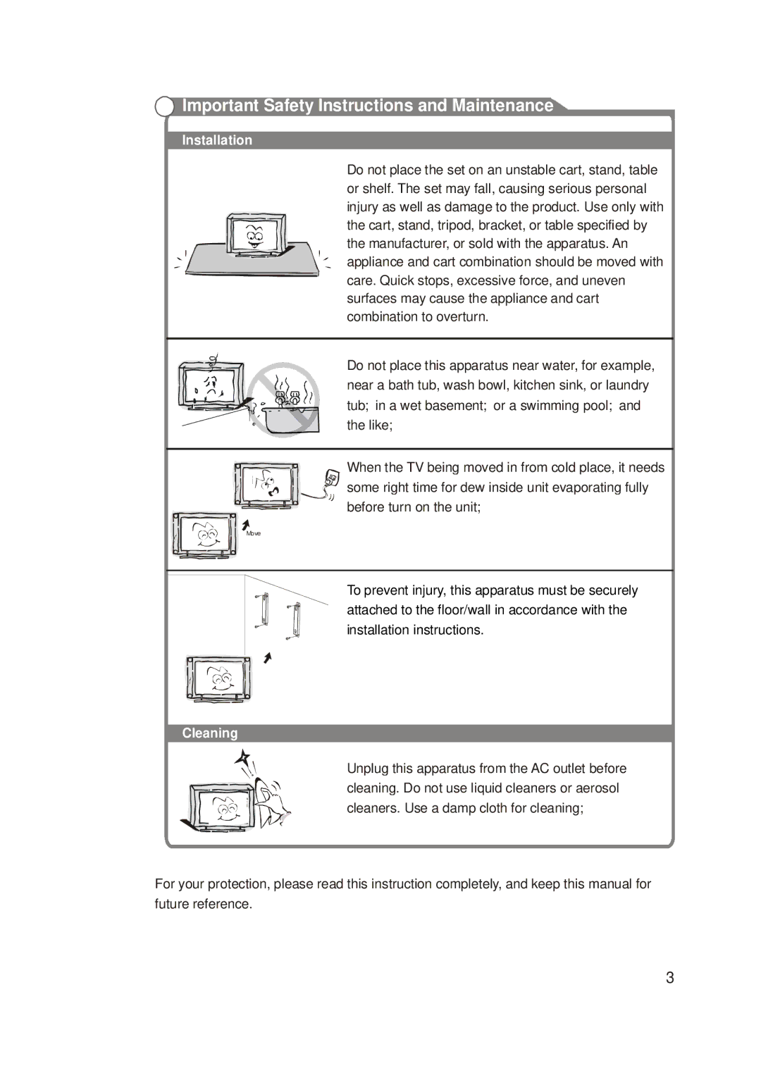 RCA RLC2626 manual Cleaning 