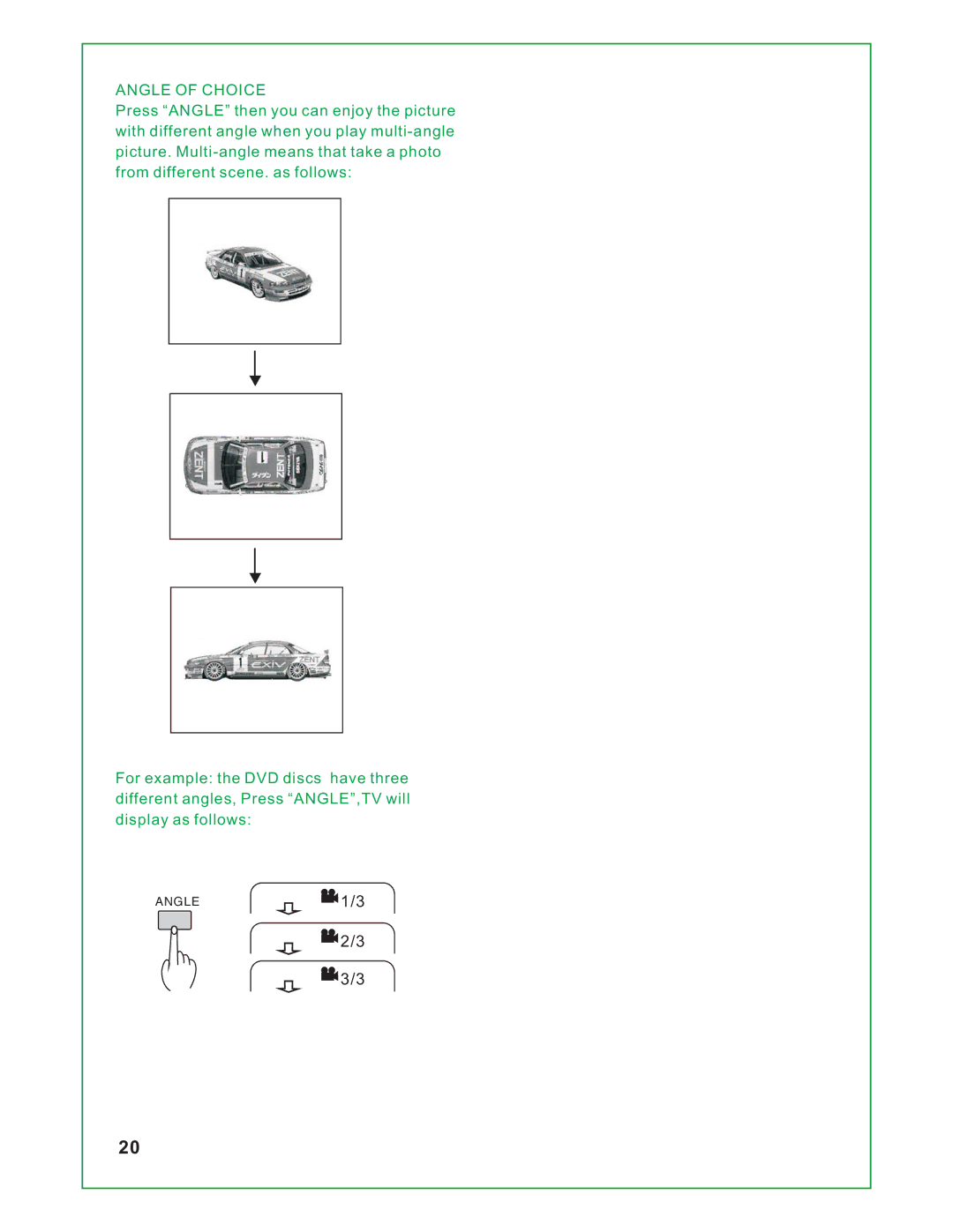 RCA RLCVD1924 instruction manual Angle of Choice 