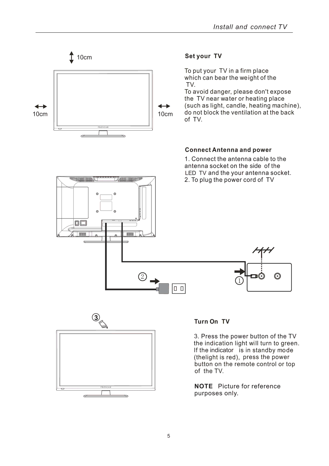 RCA RLED2242A-WHITE instruction manual Install and connect TV 