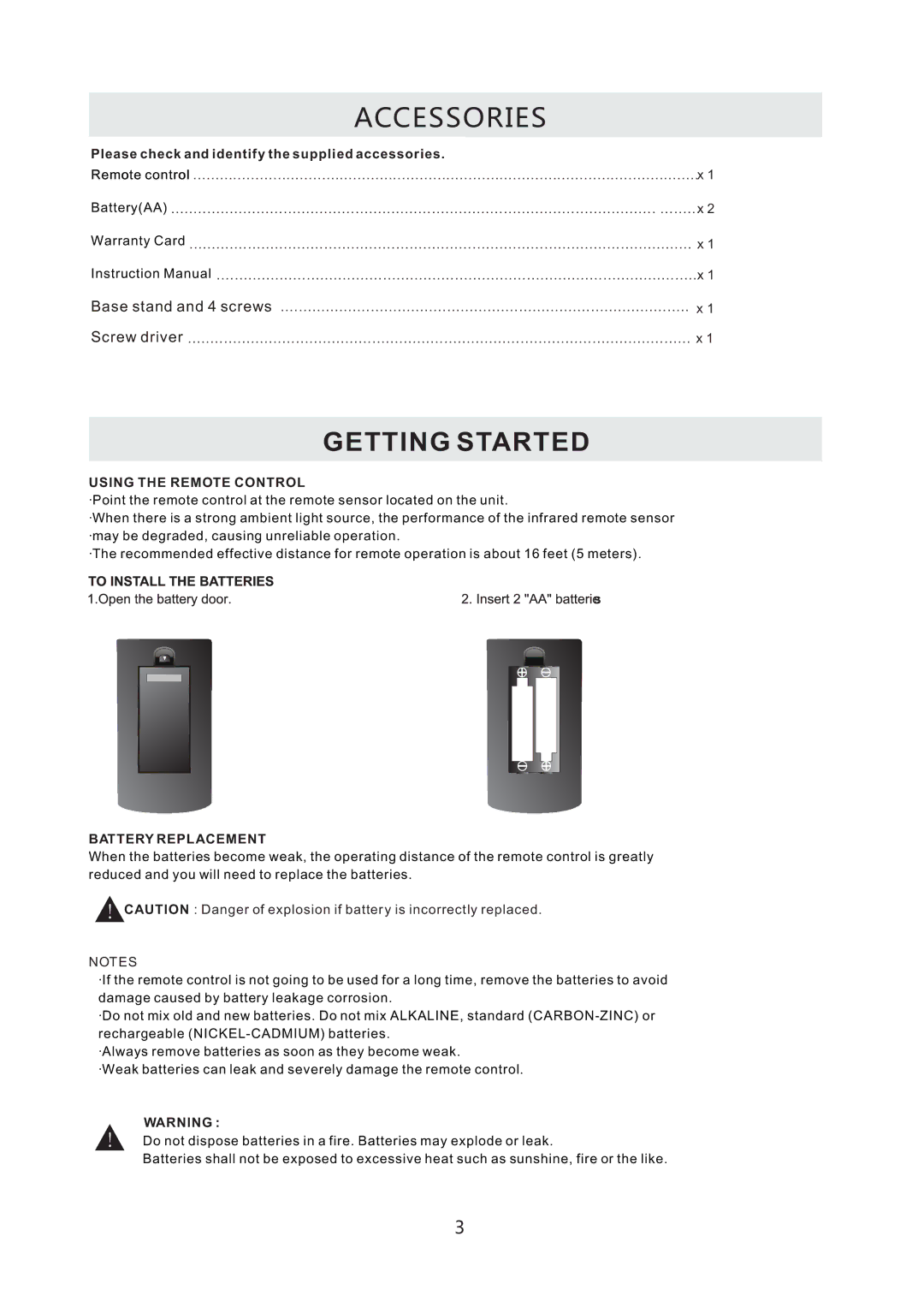 RCA RLED3216A manual Accessories, Getting Started 