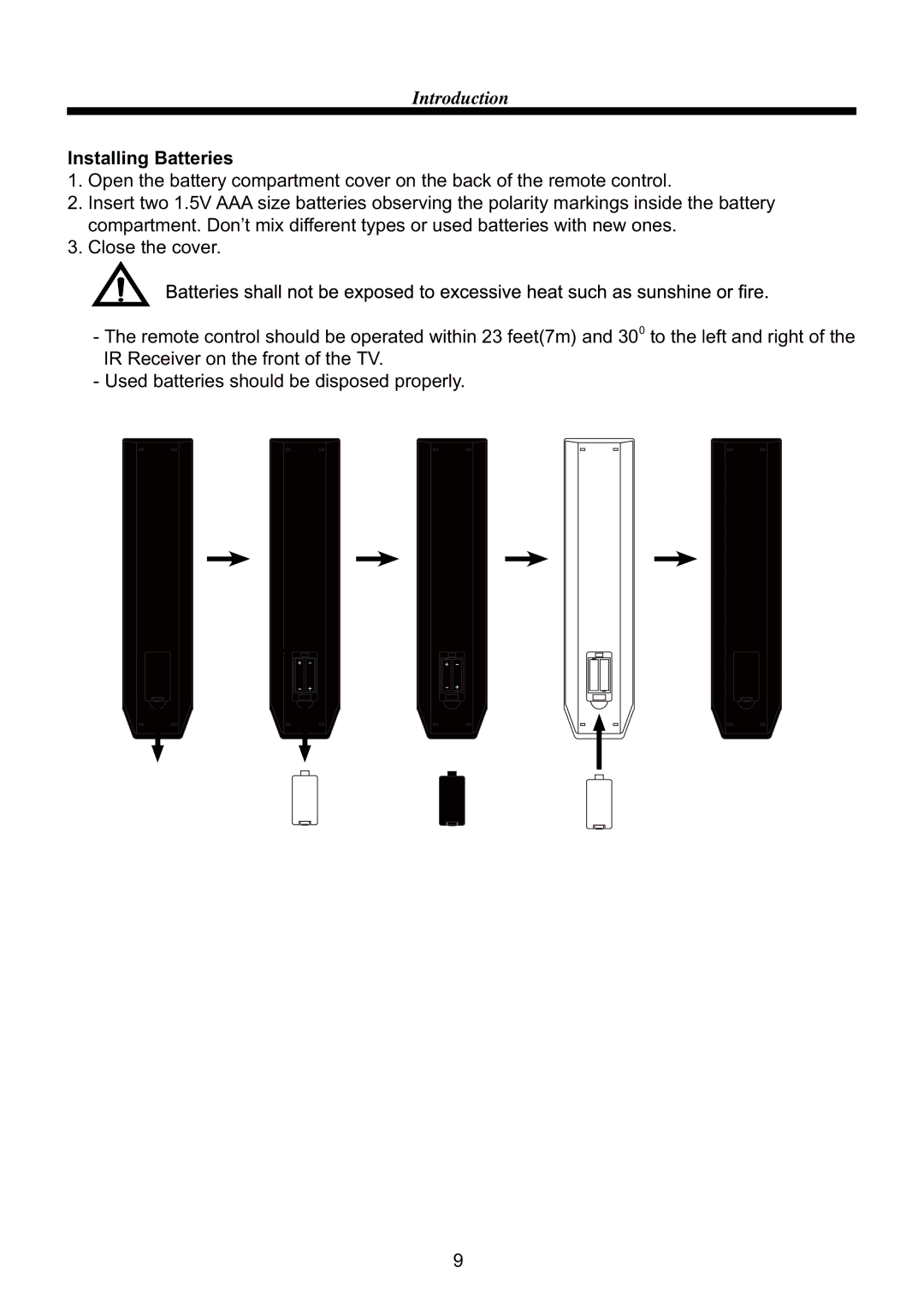 RCA RLED4664A manual Installing Batteries 