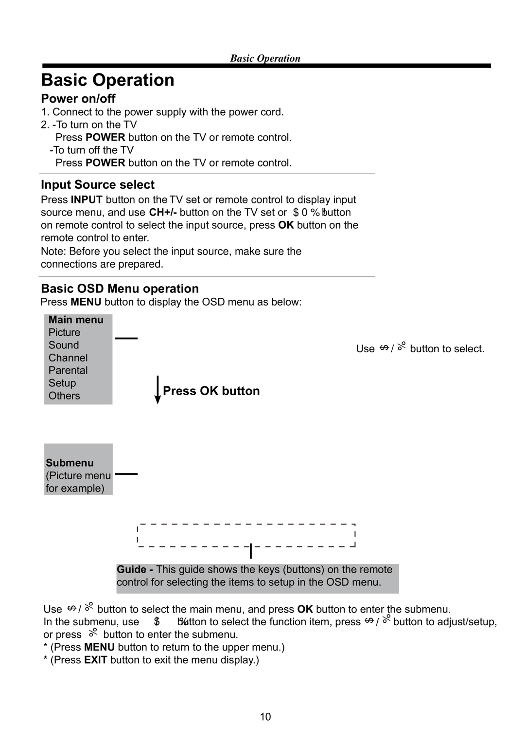 RCA RLED4664A manual Basic Operation 