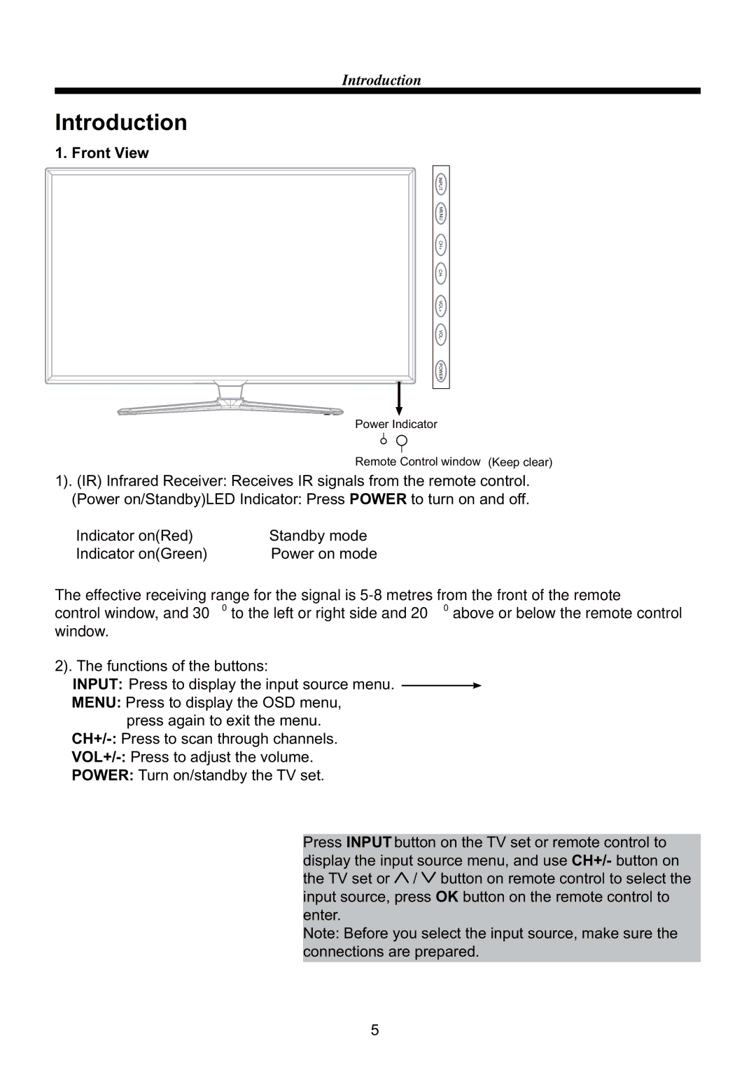 RCA RLED4664A manual Introduction, Front View 