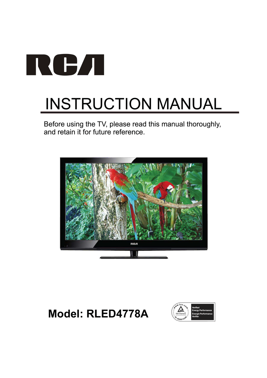 RCA manual Model RLED4778A 