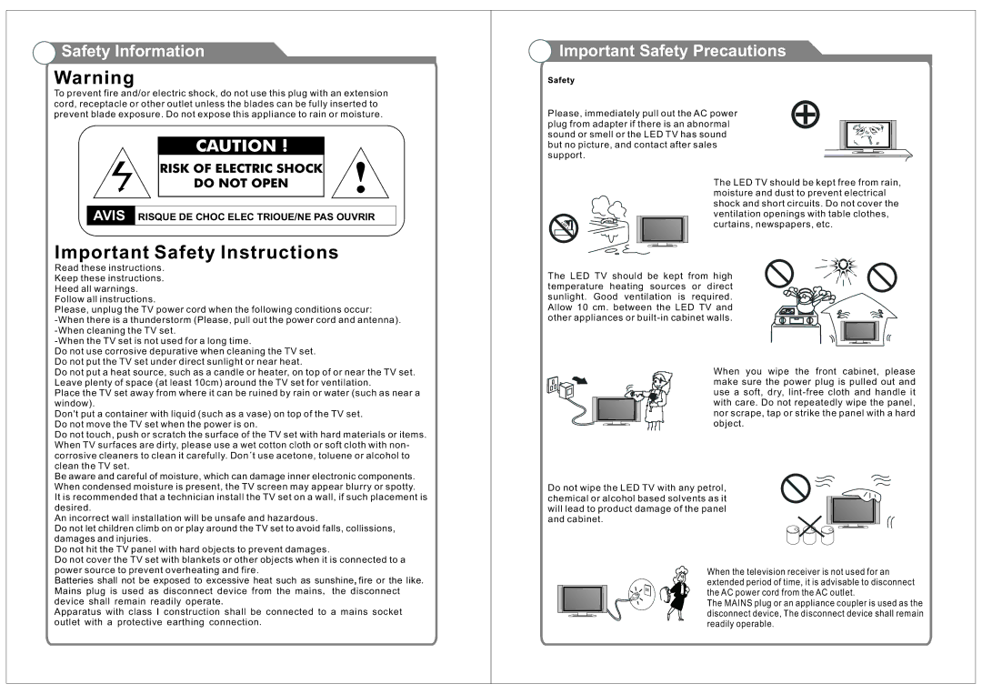 RCA RLEDV2490A manual Important Safety Instructions 