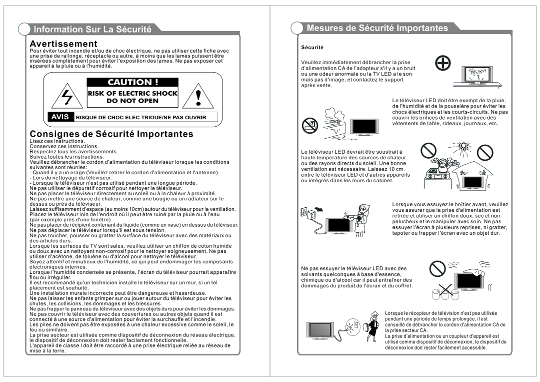 RCA RLEDV2490A manual Information Sur La Sécurité 