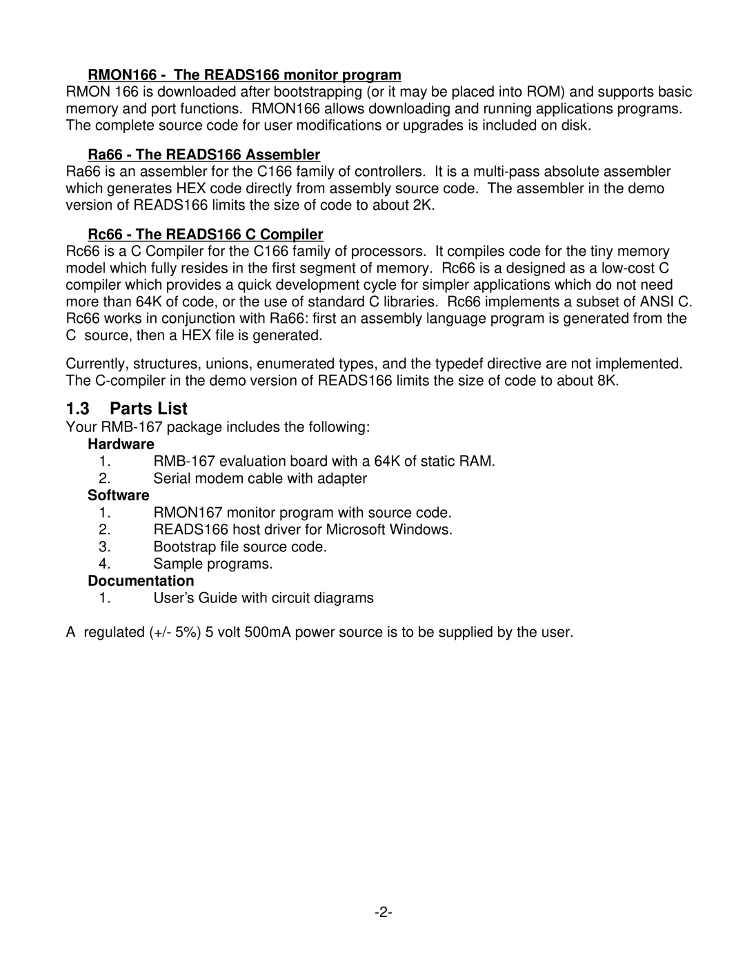 RCA RMB-167 manual Parts List 