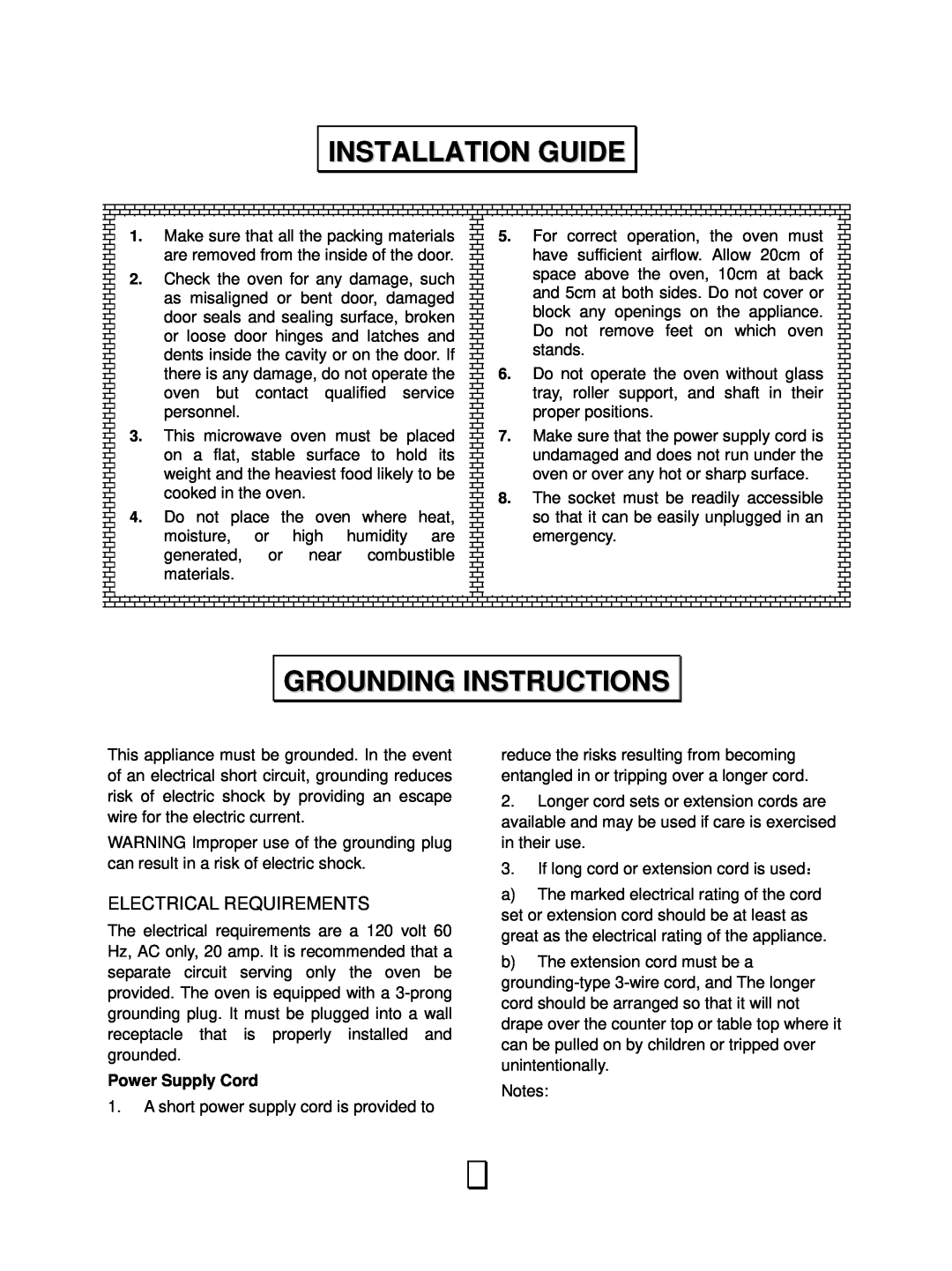 RCA RMW1138 owner manual Installation Guide, Grounding Instructions, Electrical Requirements 