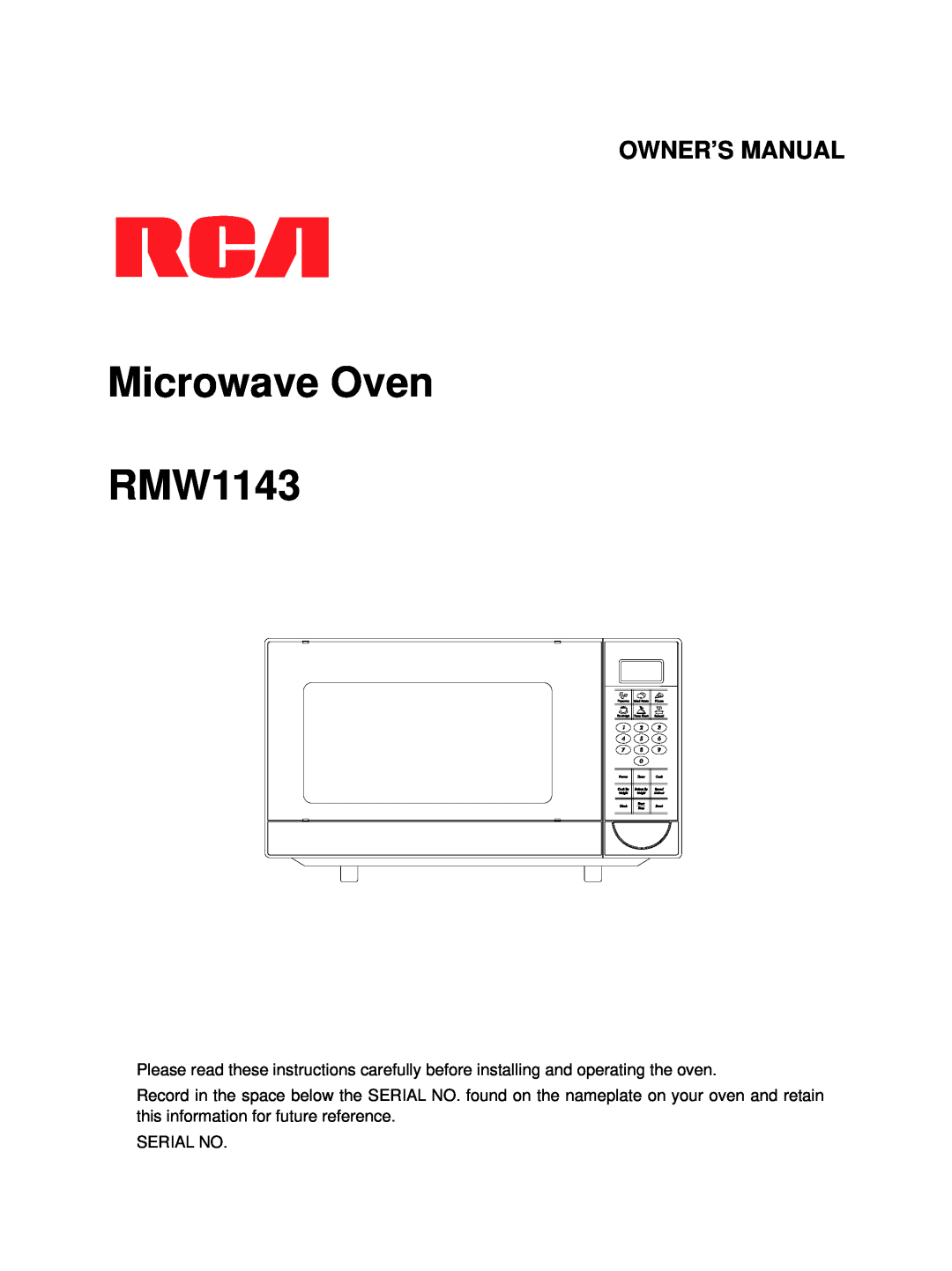 RCA owner manual Microwave Oven RMW1143 