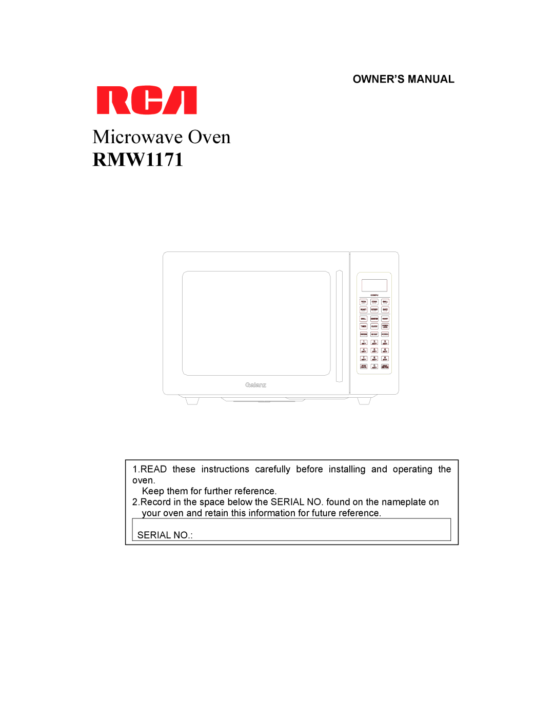 RCA RMW1171 owner manual 