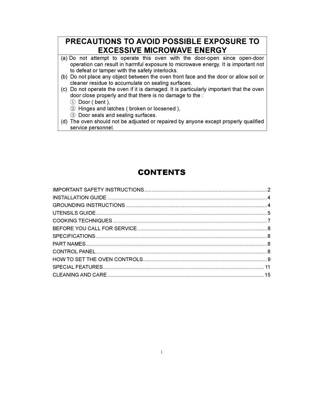 RCA RMW1171 owner manual Contents 