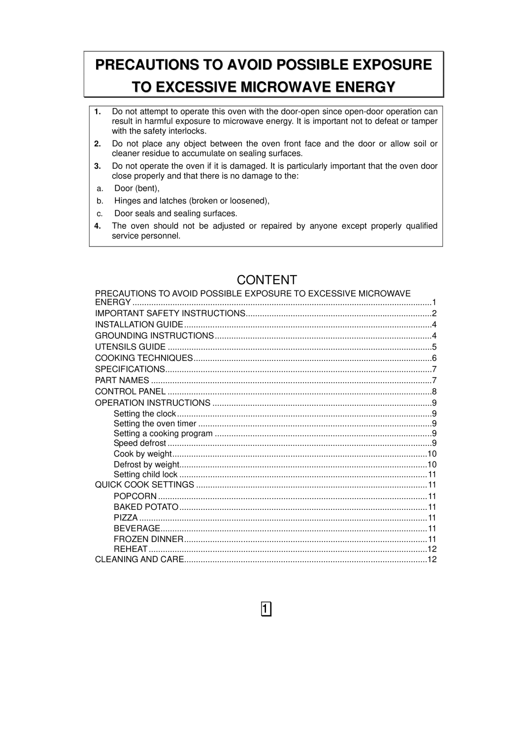 RCA RMW701 warranty Content 