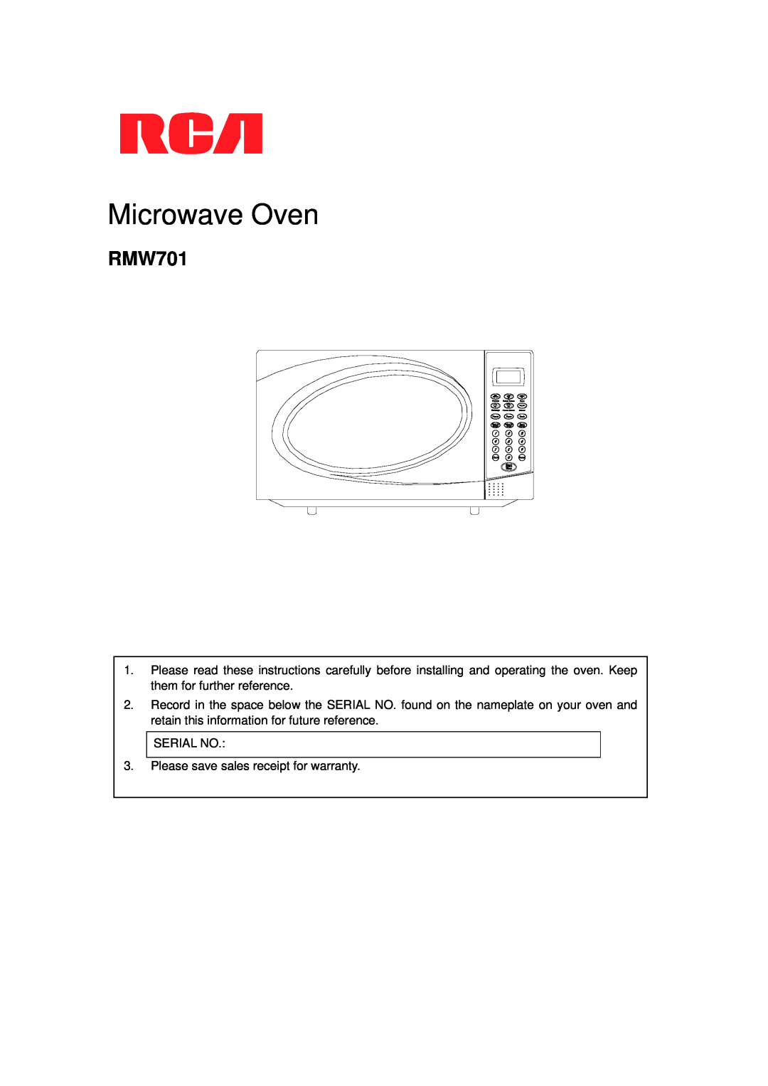 RCA RMW701 warranty Microwave Oven 