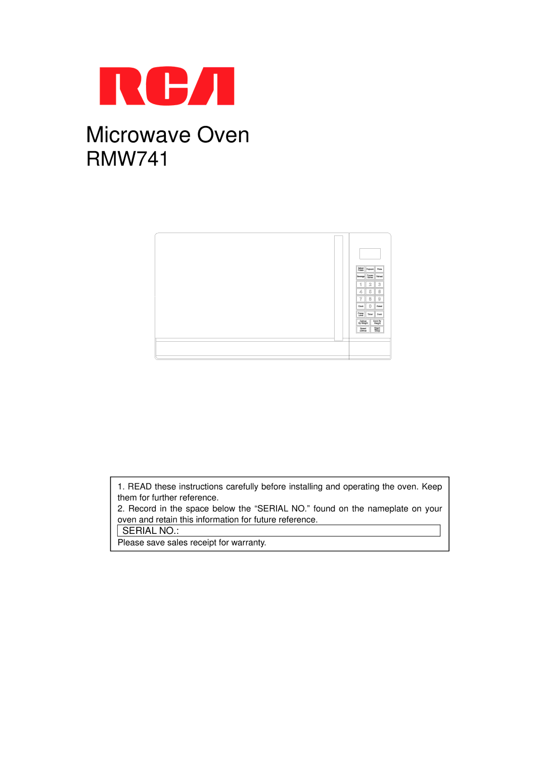 RCA RMW741 warranty Microwave Oven 