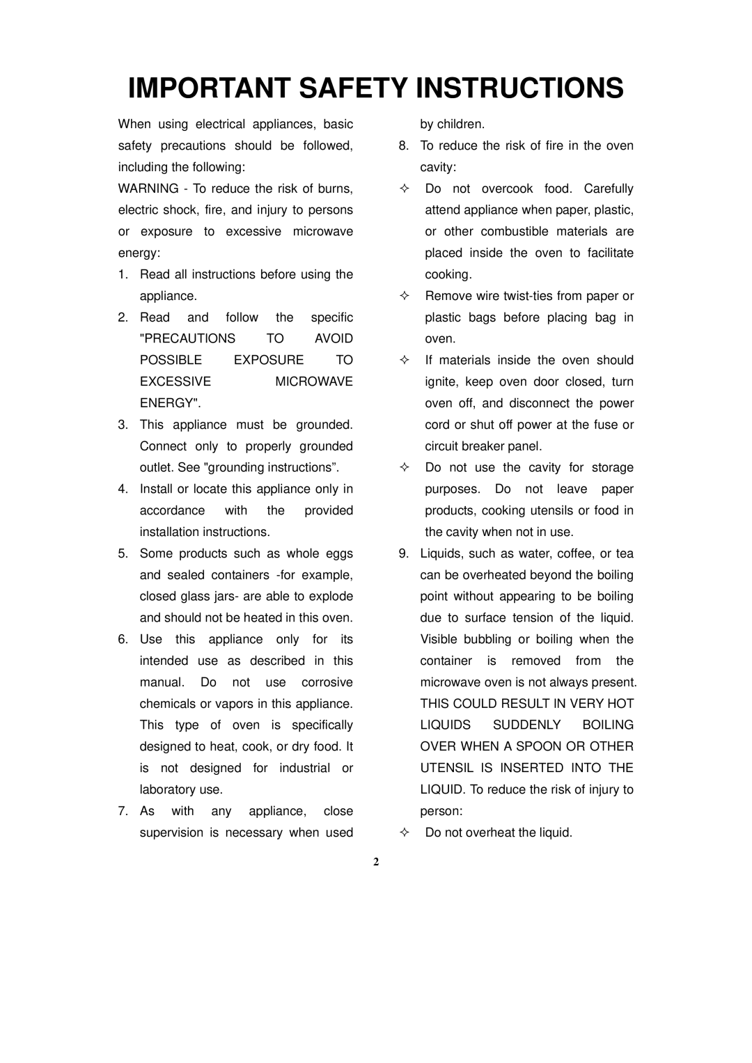 RCA RMW741 warranty Important Safety Instructions 