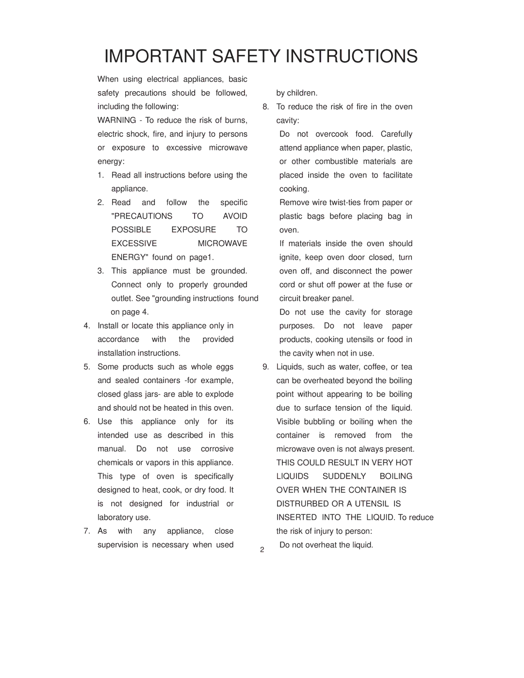 RCA RMW743 warranty Important Safety Instructions 