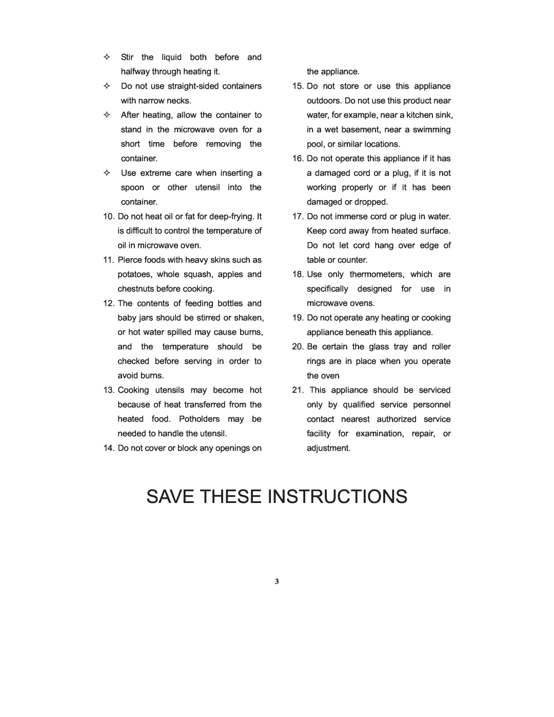 RCA RMW743 warranty Save These Instructions 