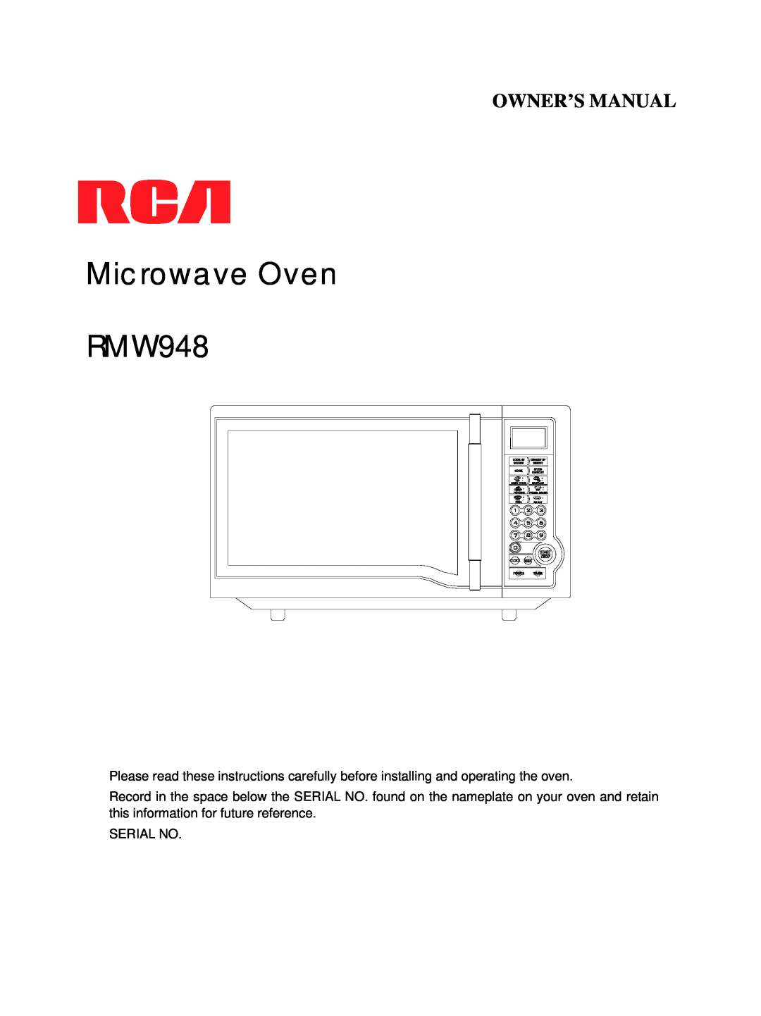 RCA owner manual Microwave Oven RMW948 