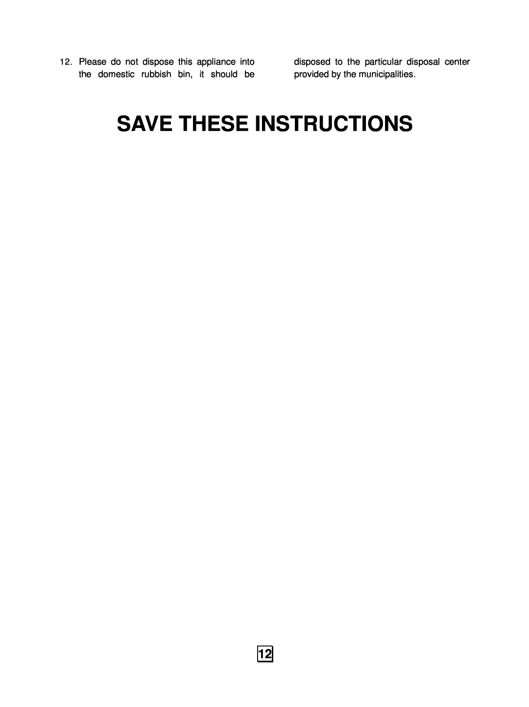 RCA RMW948 owner manual Save These Instructions 