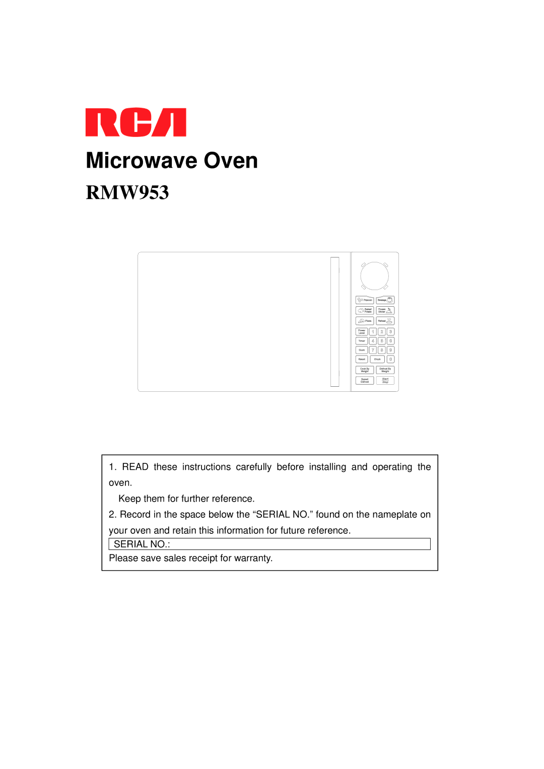 RCA RMW953 warranty Microwave Oven 