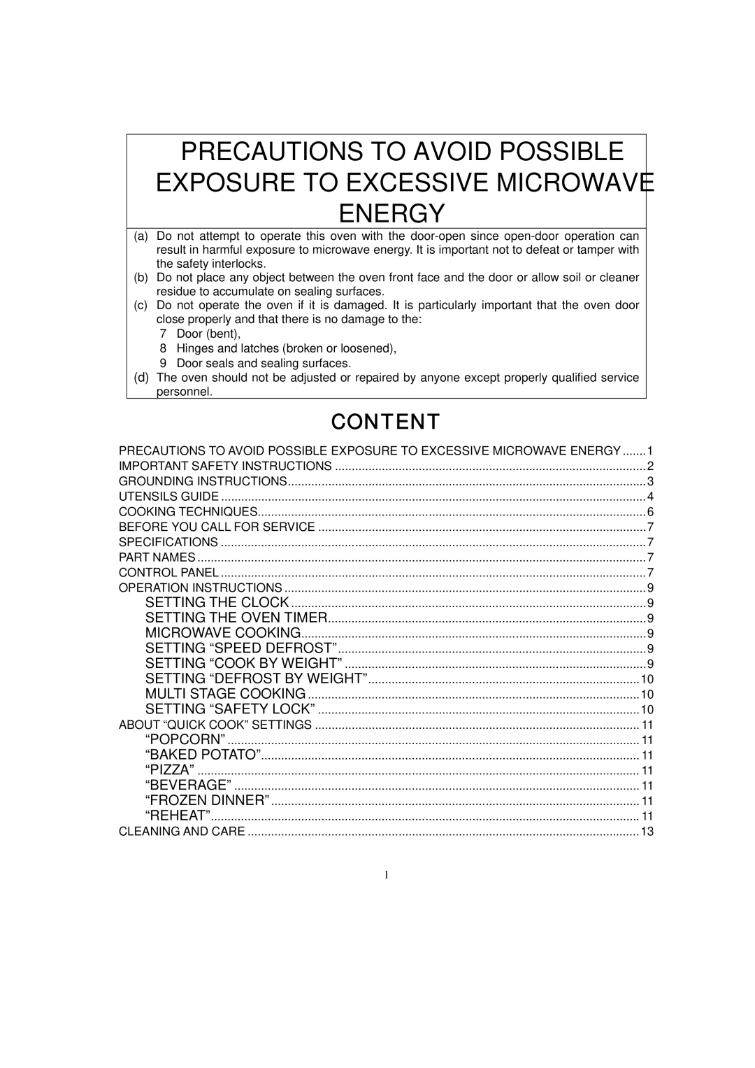 RCA RMW953 warranty Content 