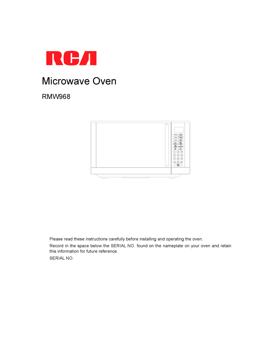 RCA RMW968 manual Microwave Oven 