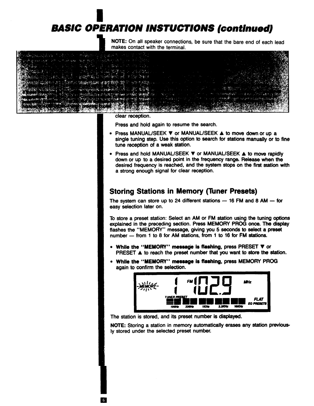 RCA RP-9753 manual Biasic Operation Instuctions, Switching Between AM and FM, Tuning in a Station 