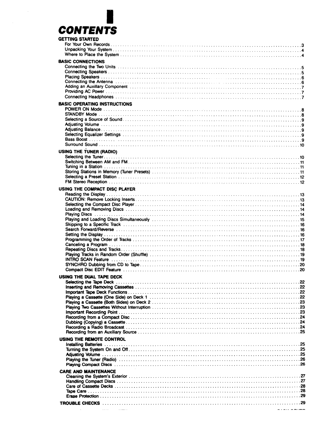 RCA RP-9753 manual Contents 