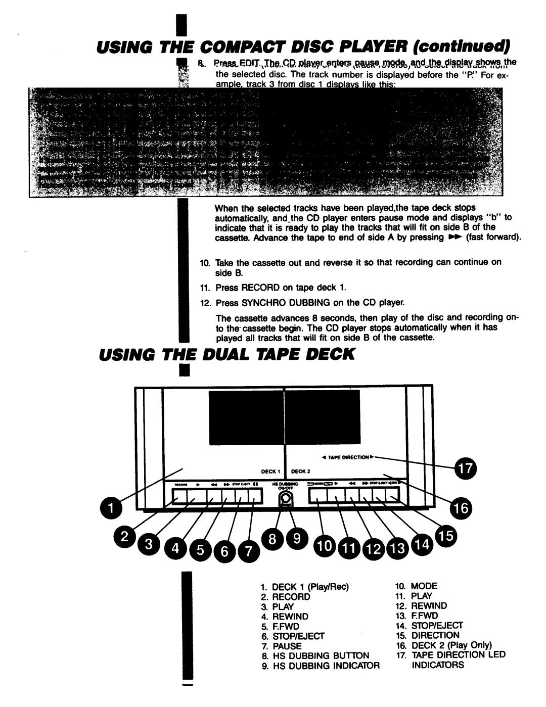 RCA RP-9753 manual Using the Dual Tape Deck 