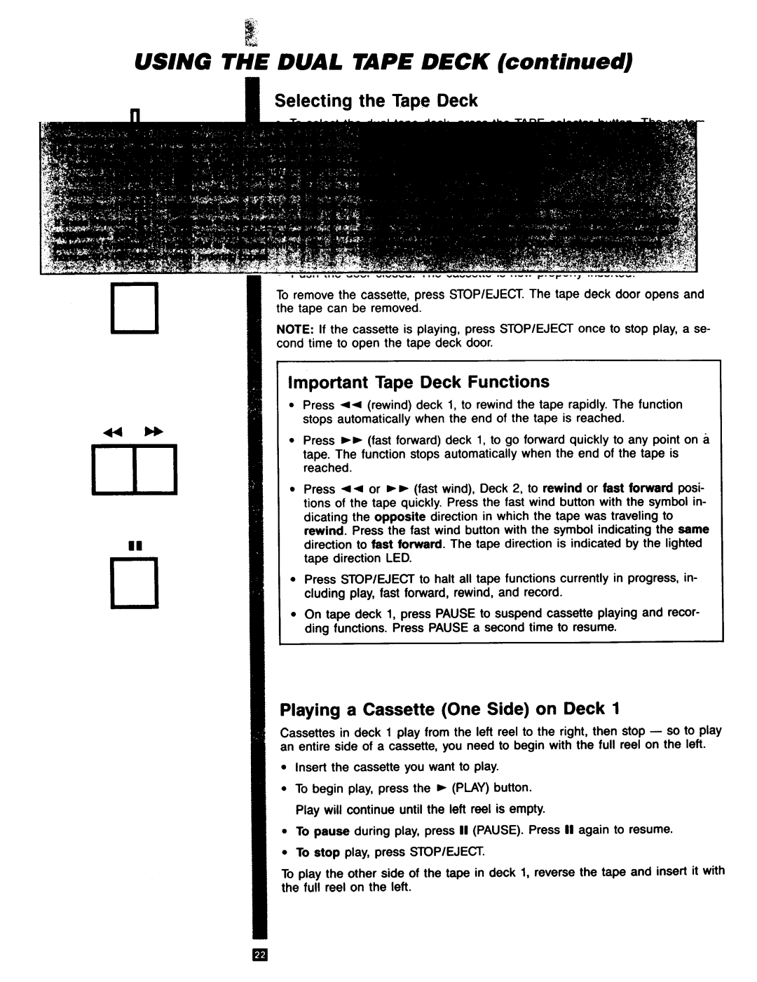 RCA RP-9753 manual USiNG the Dual Tape Deck 