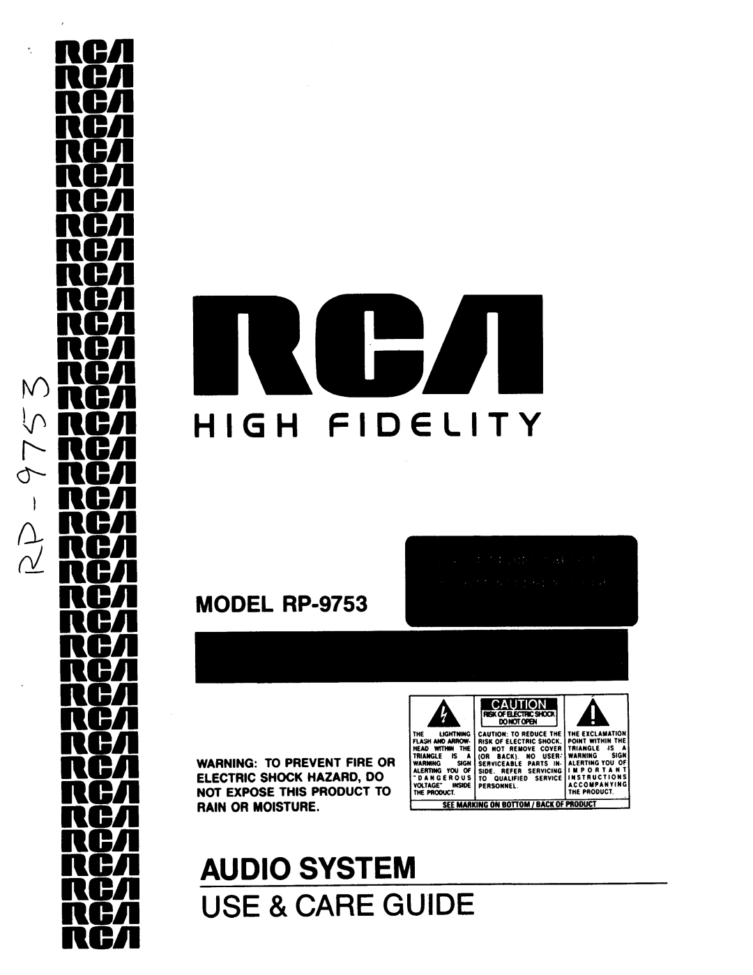 RCA RP-9753 manual men men mn men men mn mn mn8 men, RCA men mn mum iwn mn, T Iwa, High Fidelity, Use &Care Guide 