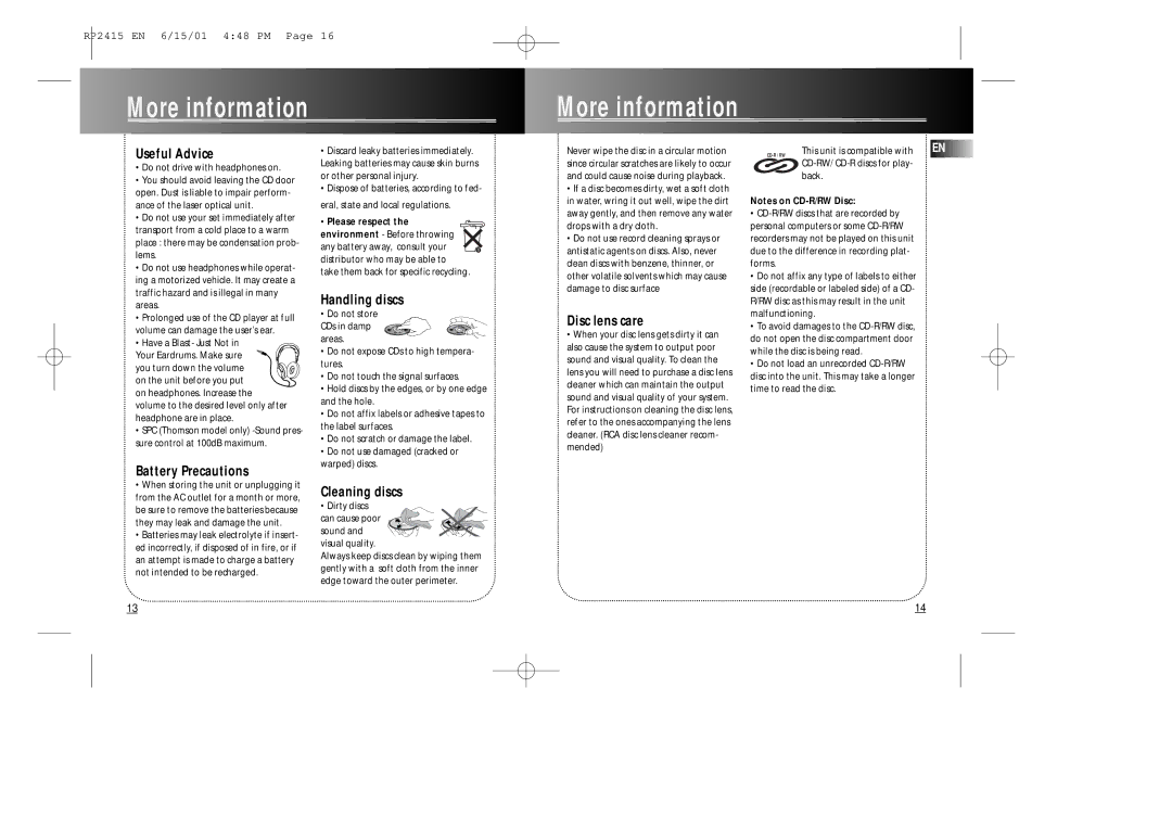 RCA RP2415 user manual More information 