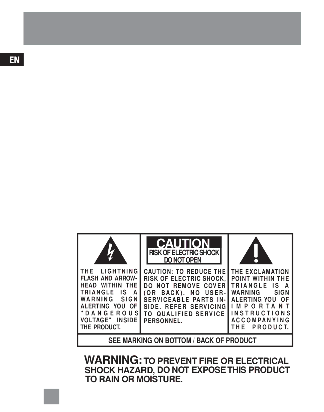 RCA RP4801 manual See Marking on Bottom / Back of Product 