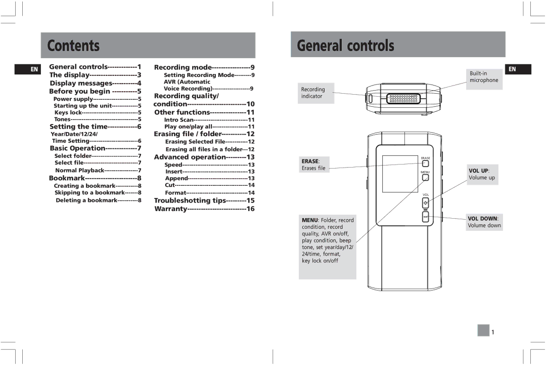 RCA RP5025, RP5020 user manual Contents General controls 