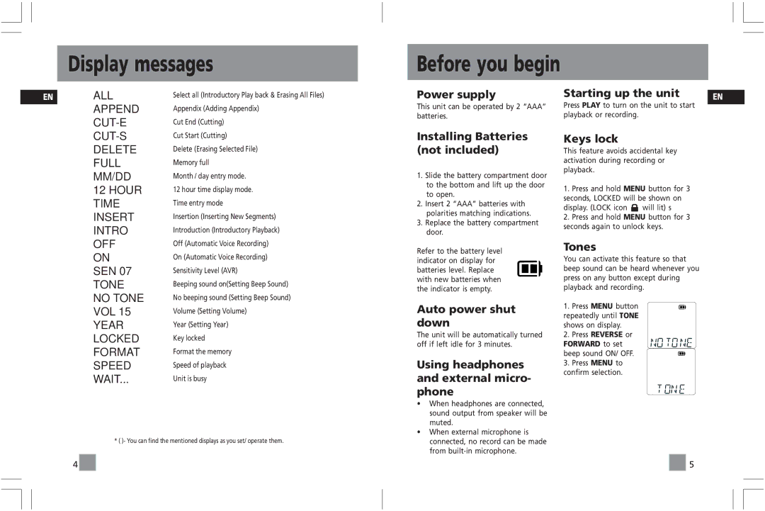 RCA RP5025, RP5020 user manual Display messages, Before you begin 