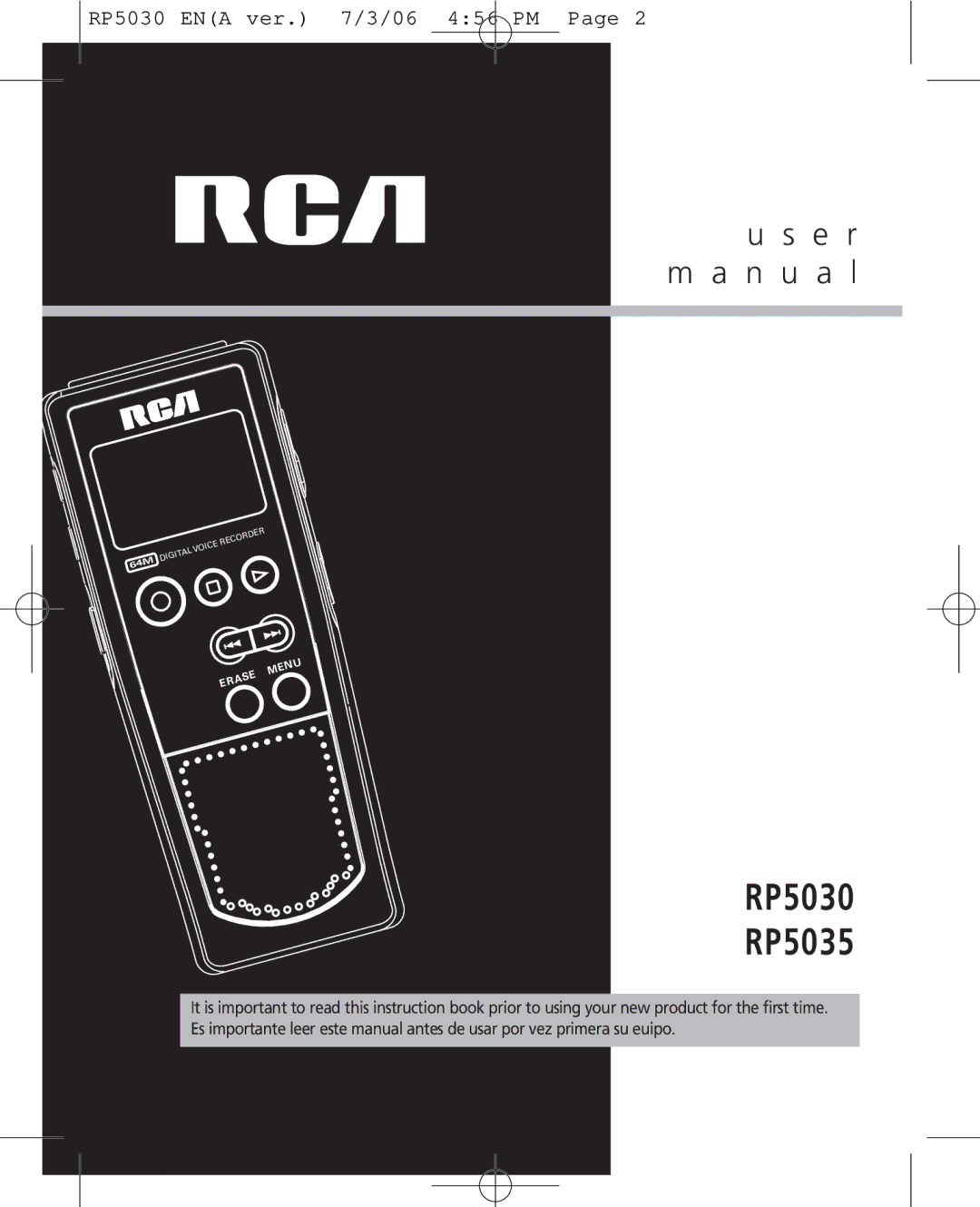 RCA user manual RP5030 RP5035 