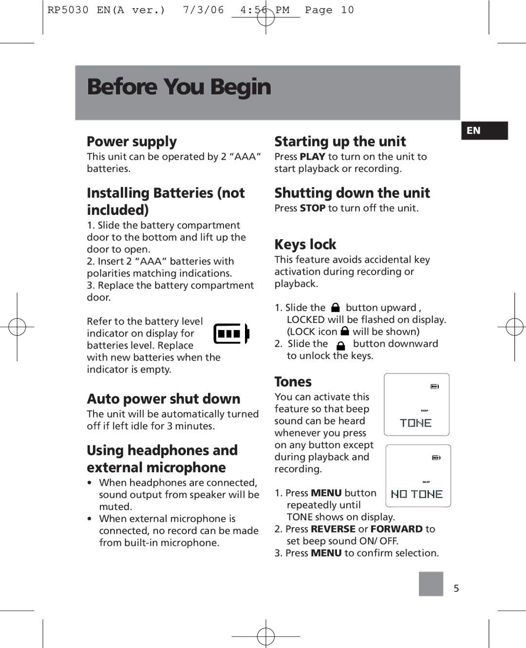 RCA RP5030, RP5035 user manual Before You Begin 