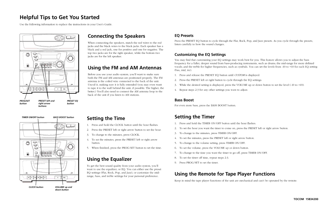 RCA RS1286B manual Helpful Tips to Get You Started 