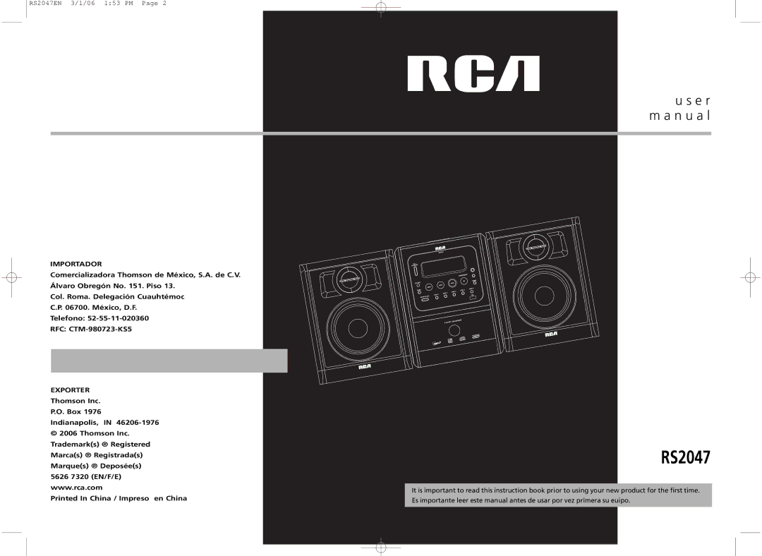 RCA RS2047 user manual 