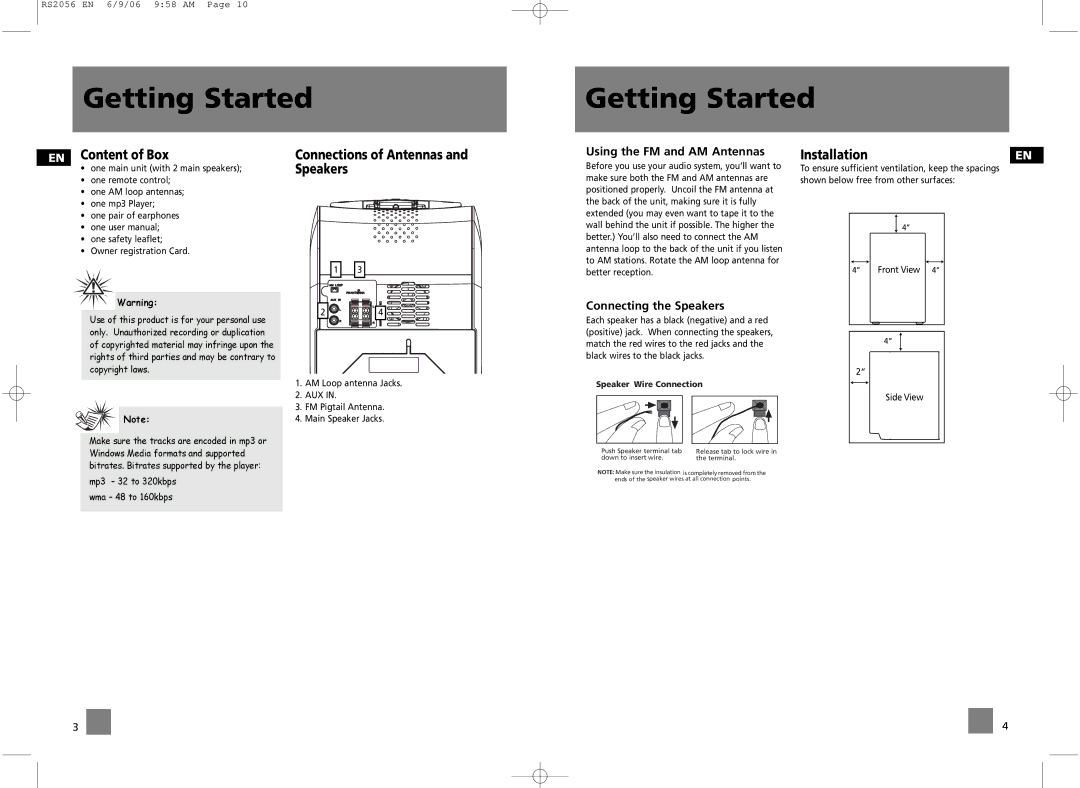 RCA RD2056A, RS2056 user manual Getting Started 