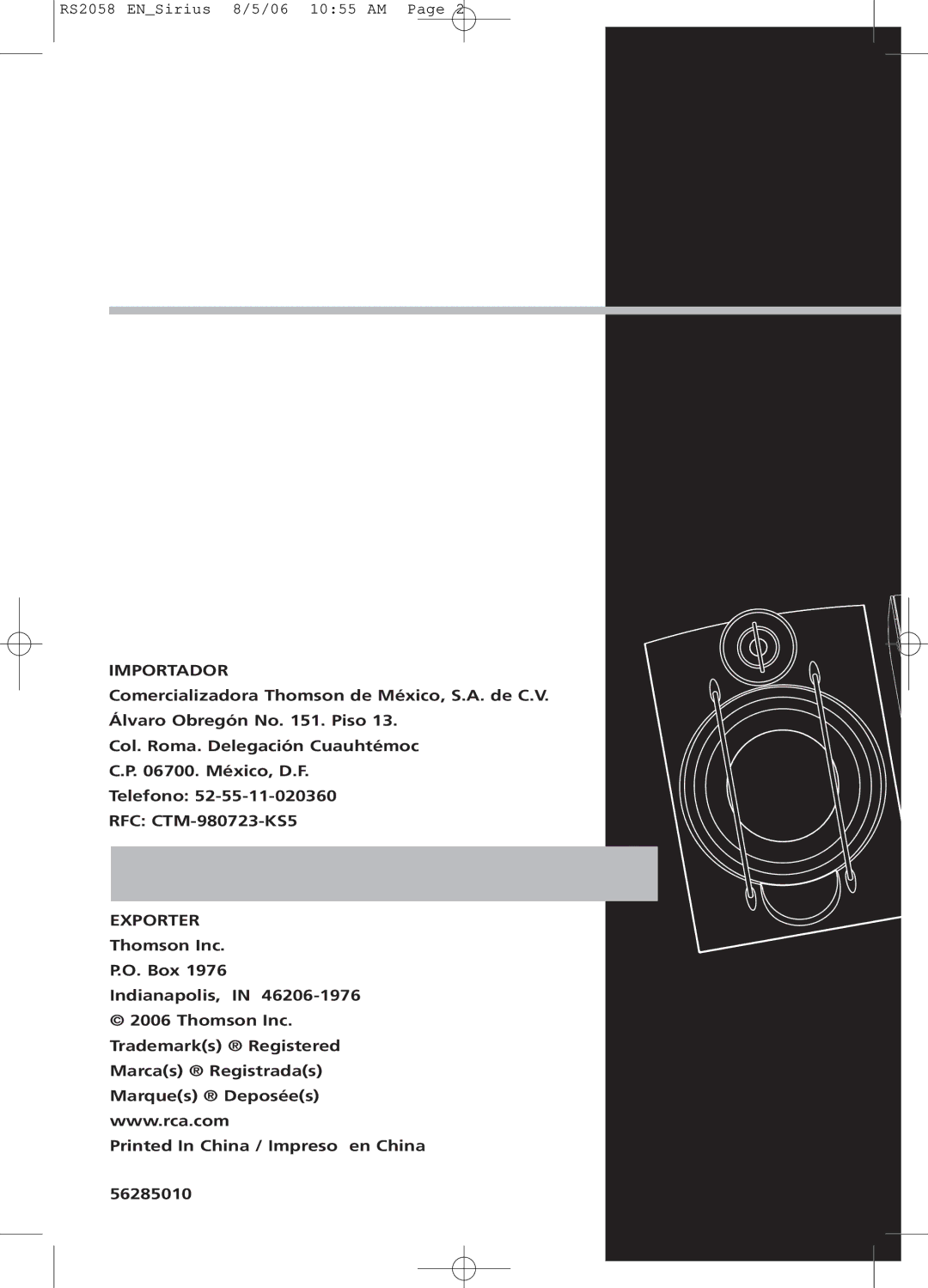 RCA RS2058 user manual Importador 