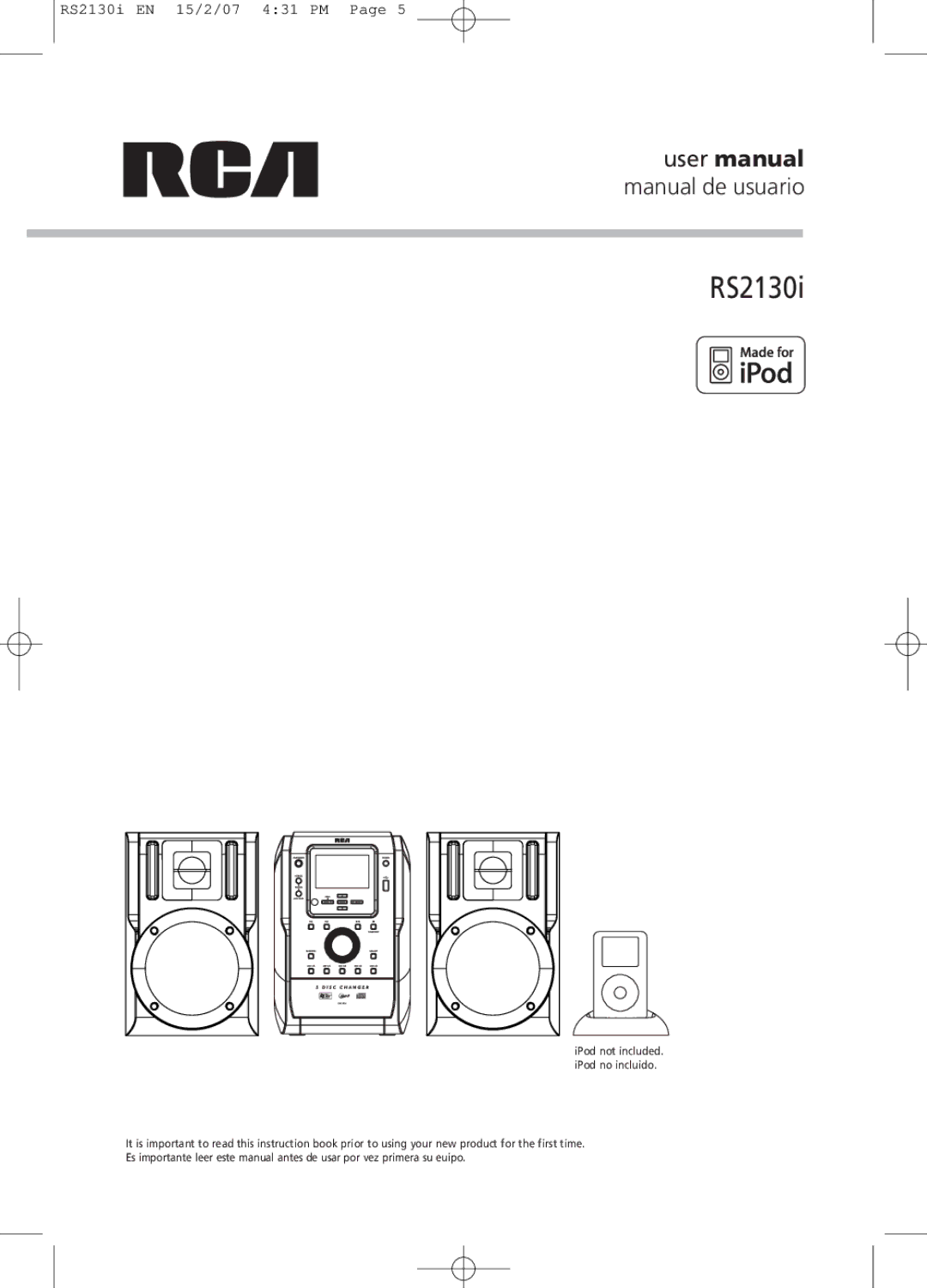 RCA RS2130i user manual 