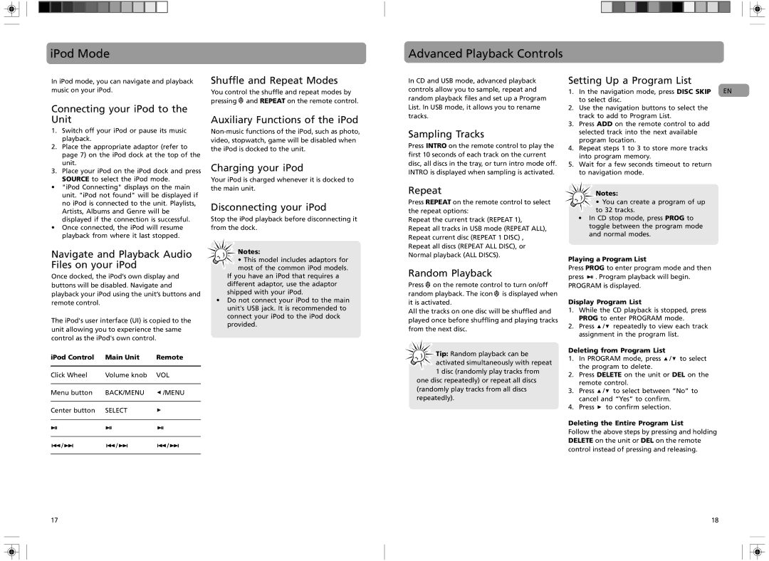 RCA RS2135i user manual IPod Mode Advanced Playback Controls 