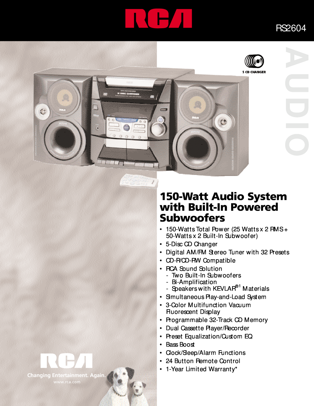 RCA RS2604 warranty Audio 