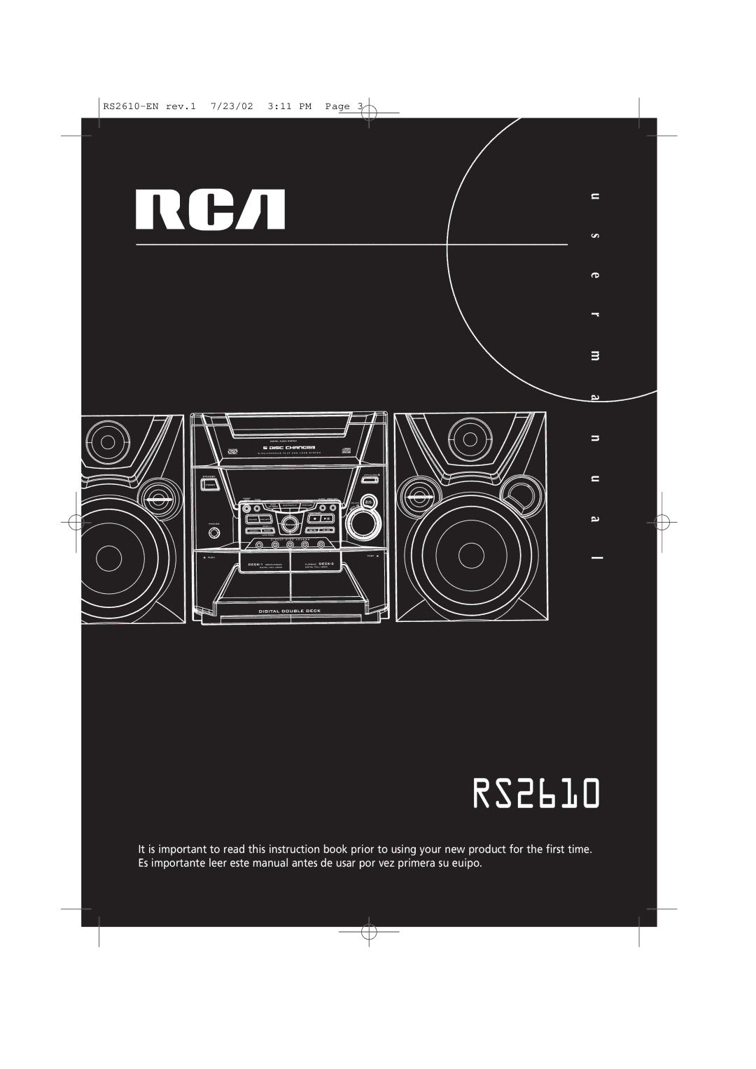 RCA RS2610 manual 